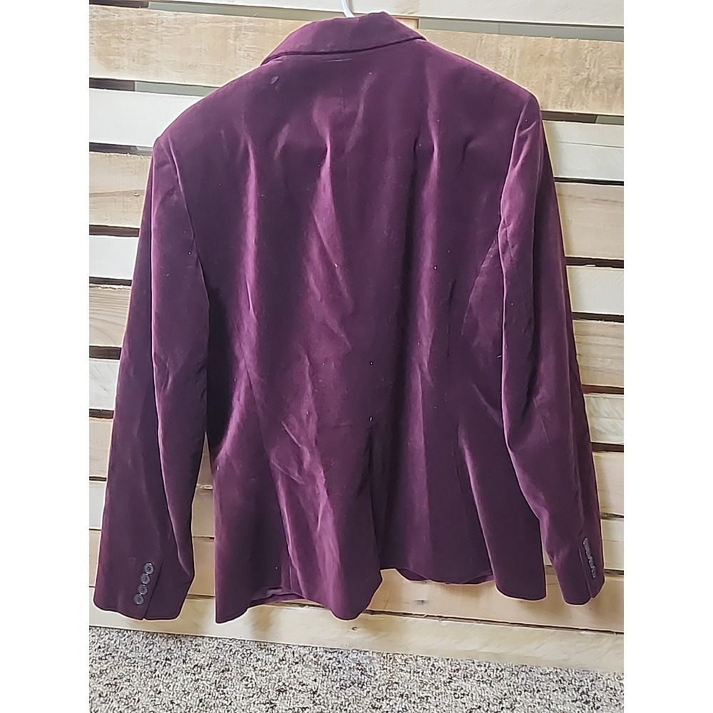 Lauren Ralph Lauren Velvet Velour Blazer Wine Plum Women Size 14 Green Label - Picture 5 of 10